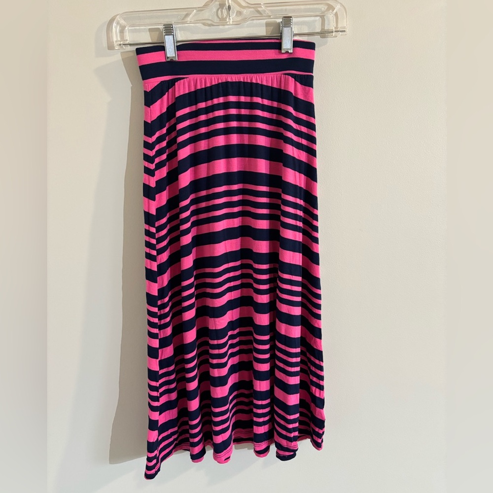 Cherokee Girls Pink and Navy Striped Maxi Skirt Size 7-8
